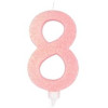 Vela 8 Rosa Claro Glitter Grande
